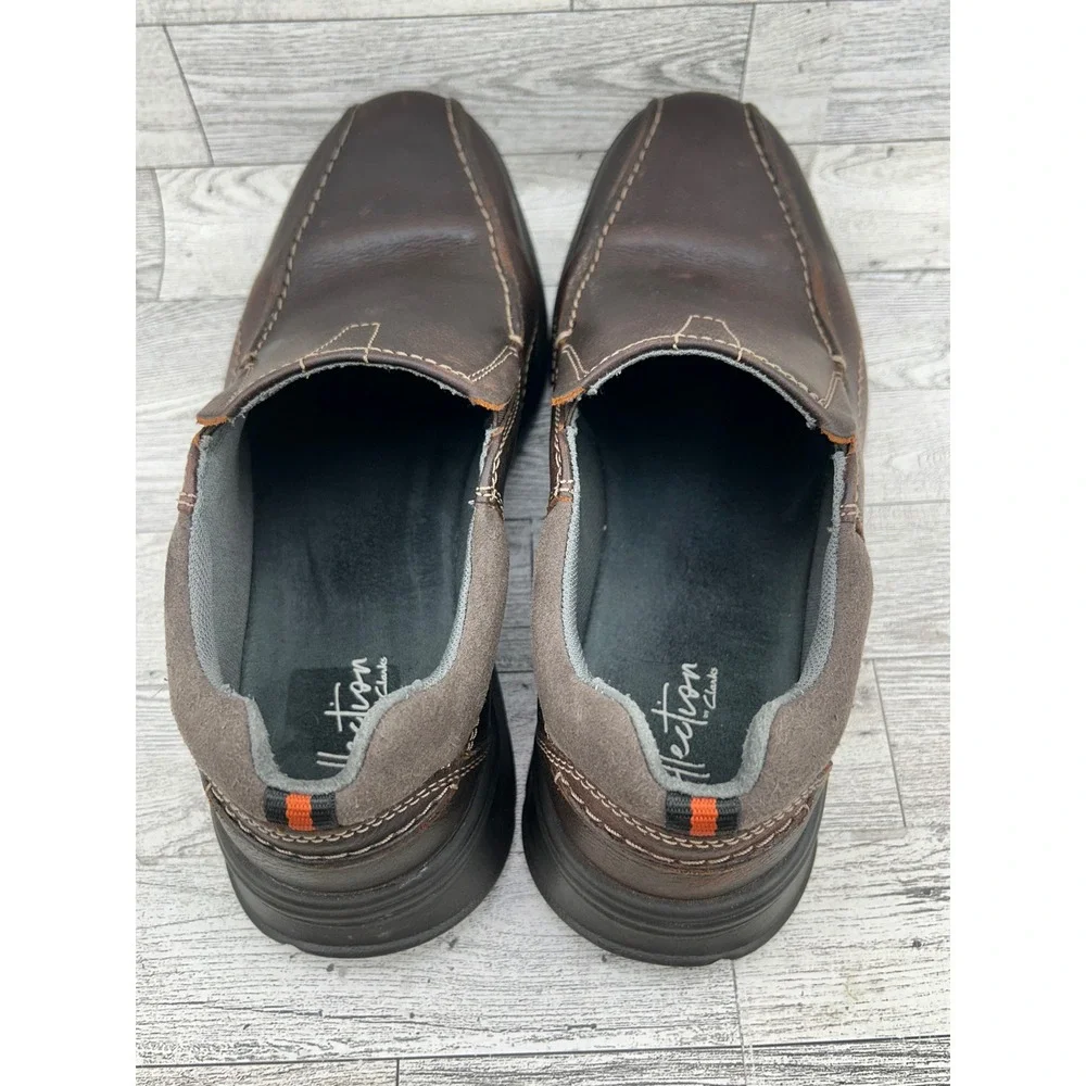 Clarks Collection Men Size 8M Dark Brown Leather Slip On Loafers 261196147070‎